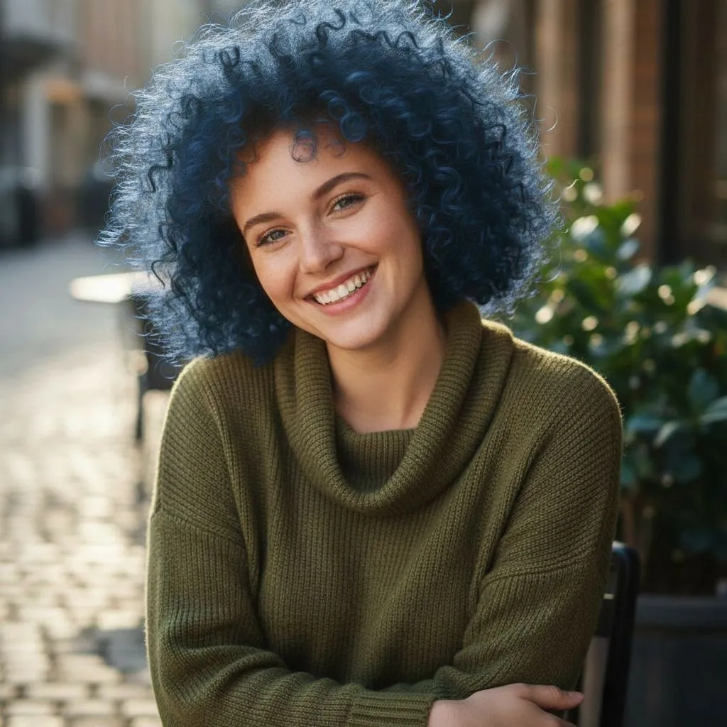 Dark Blue hair color demo