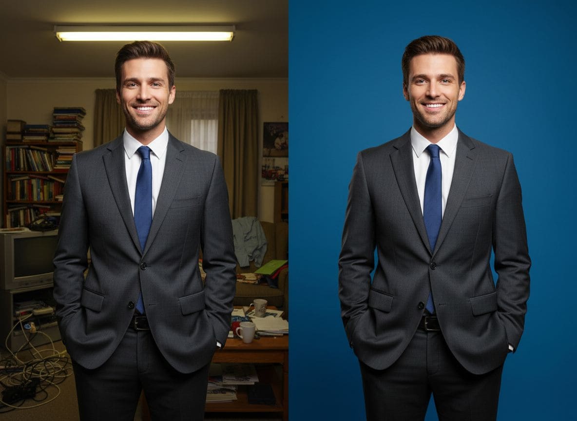 EzEditor AI: Changing portrait backgrounds to professional studio colors without censorship.